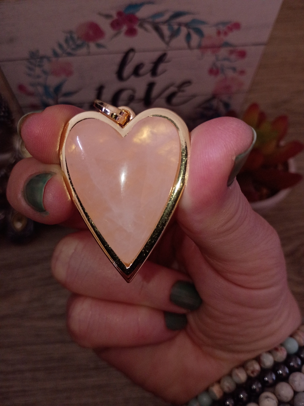 Heart-Shaped Rose Quartz Pendant
